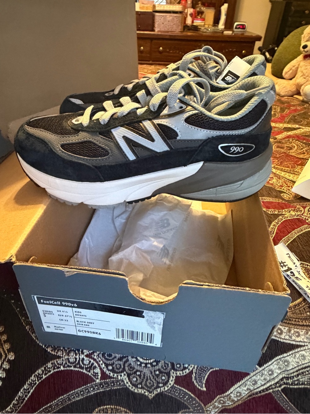 New Balance Men's Black and Gray 990 Running Sneakers